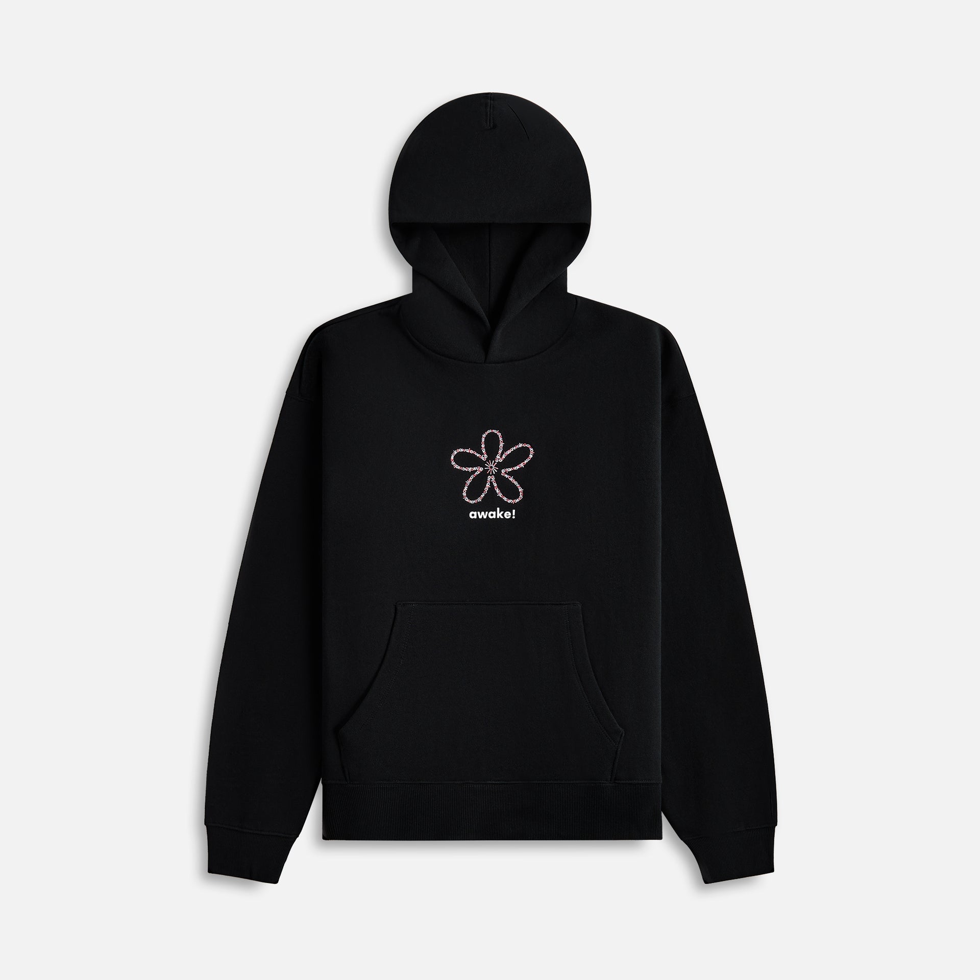 Awake NY Flower Stamp Zip Hoodie Cropped - Black