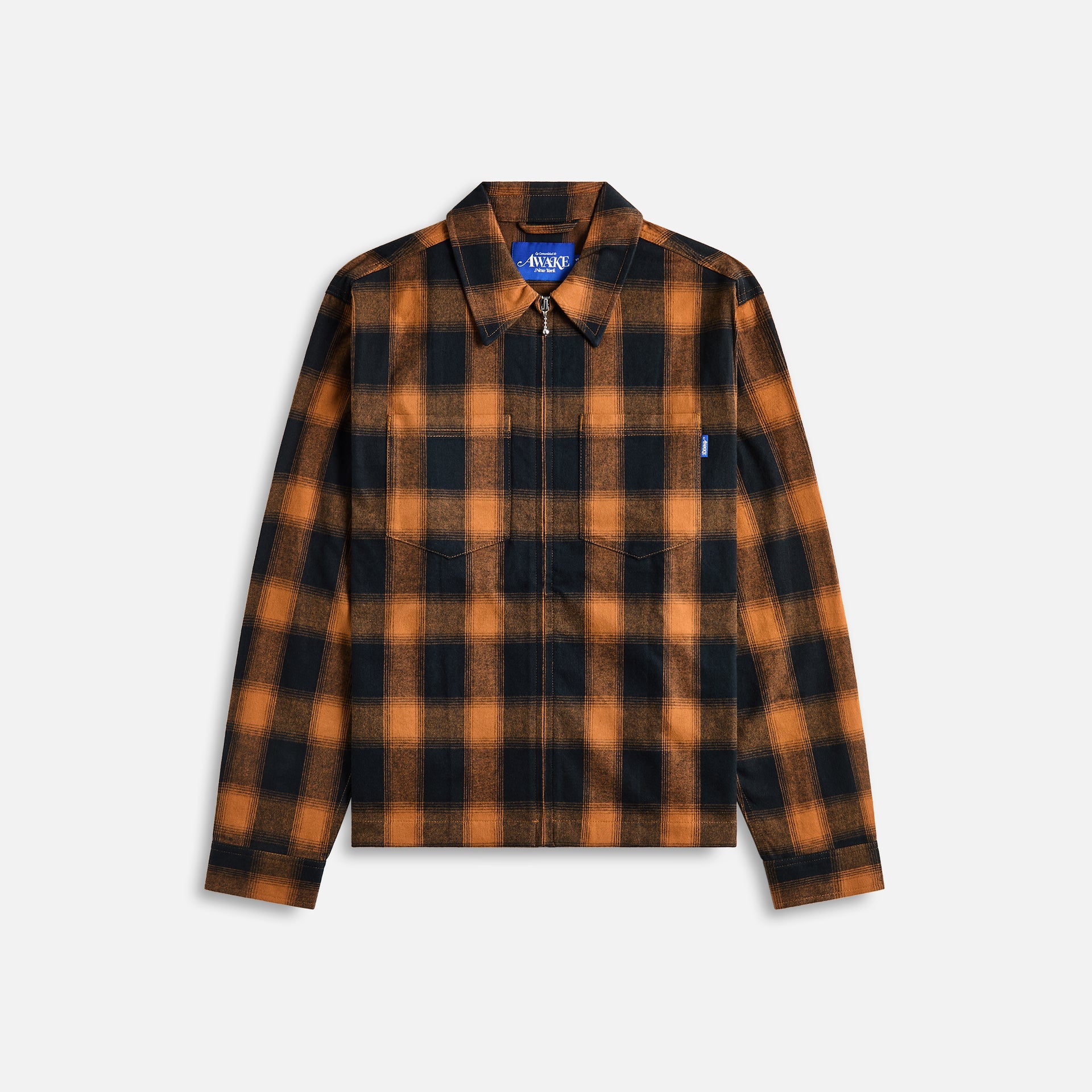 Awake NY Brushed Flannel Shirt Jacket - Orange Multi