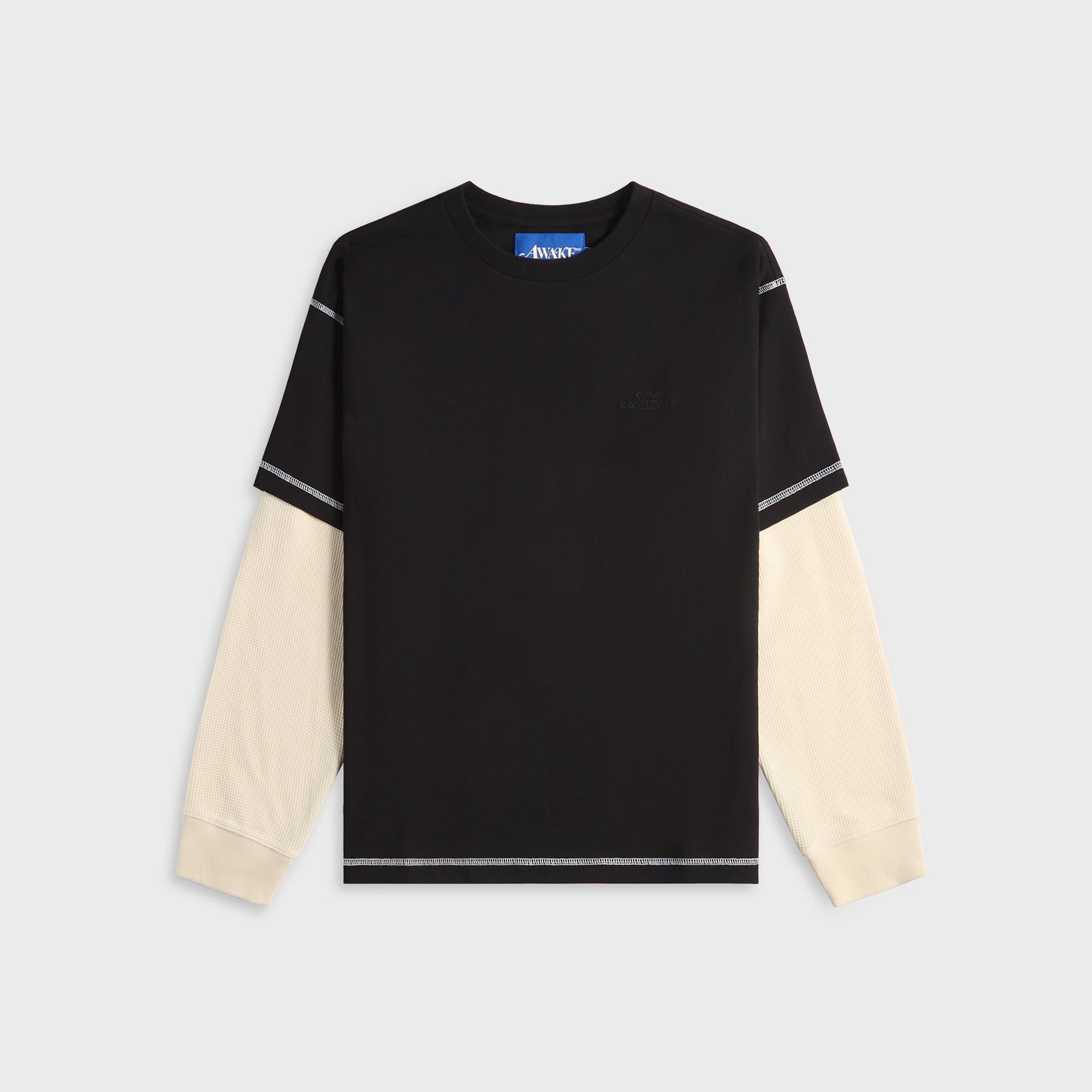 Awake NY Waffle Long Sleeve Shirt - Black