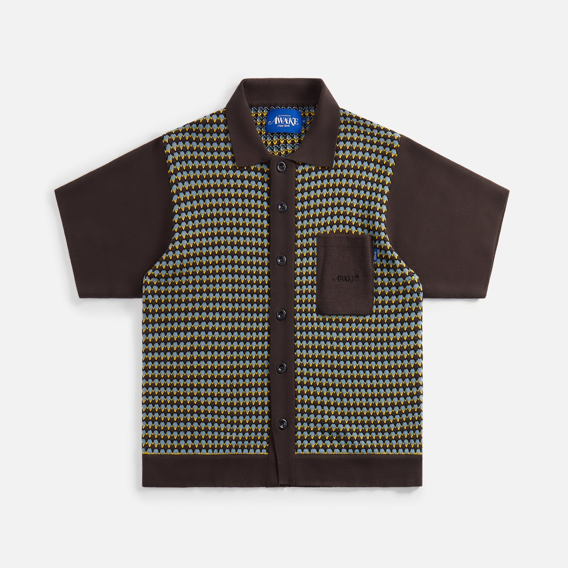 Awake NY Knit Crochet Button Down - Brown / Multi