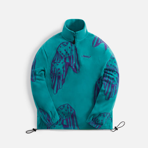 Awake NY Dice Print Fleece Quarter Zip Pullover - Teal / Purple