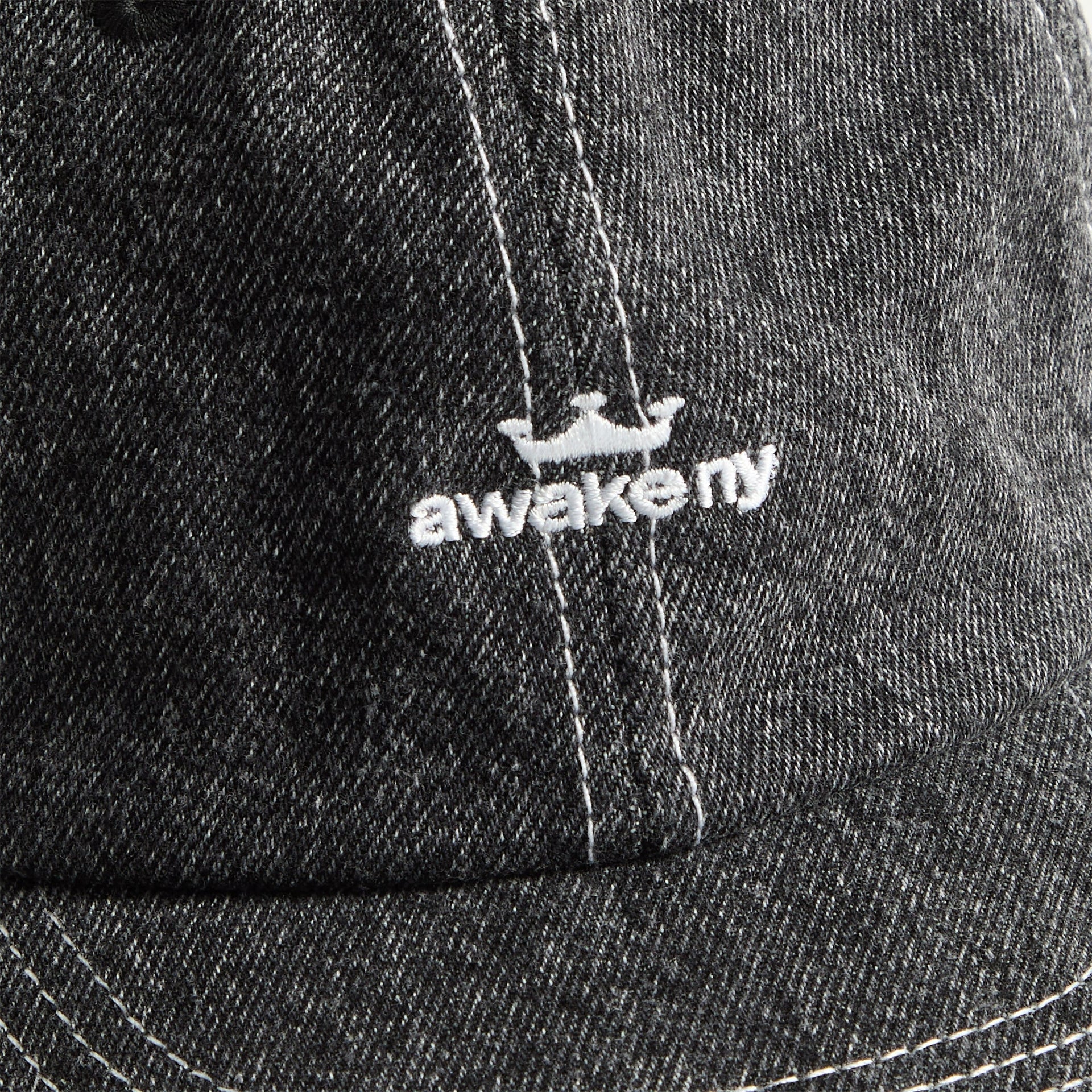 Awake Crown Logo Denim Cap in Black