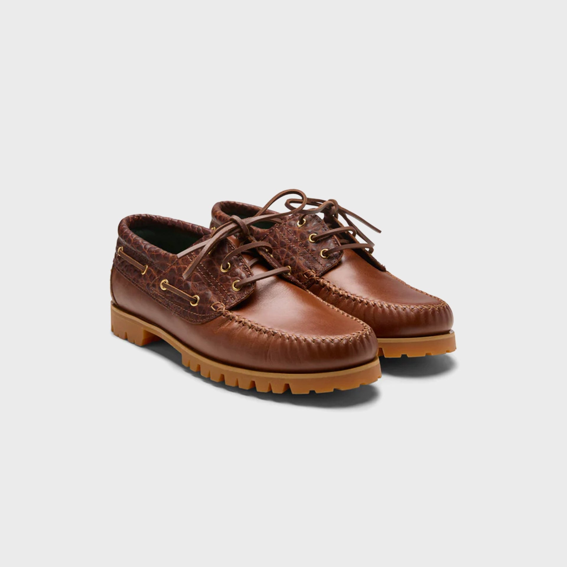 VINNY's Aztec Boat Shoe - Brown Croco