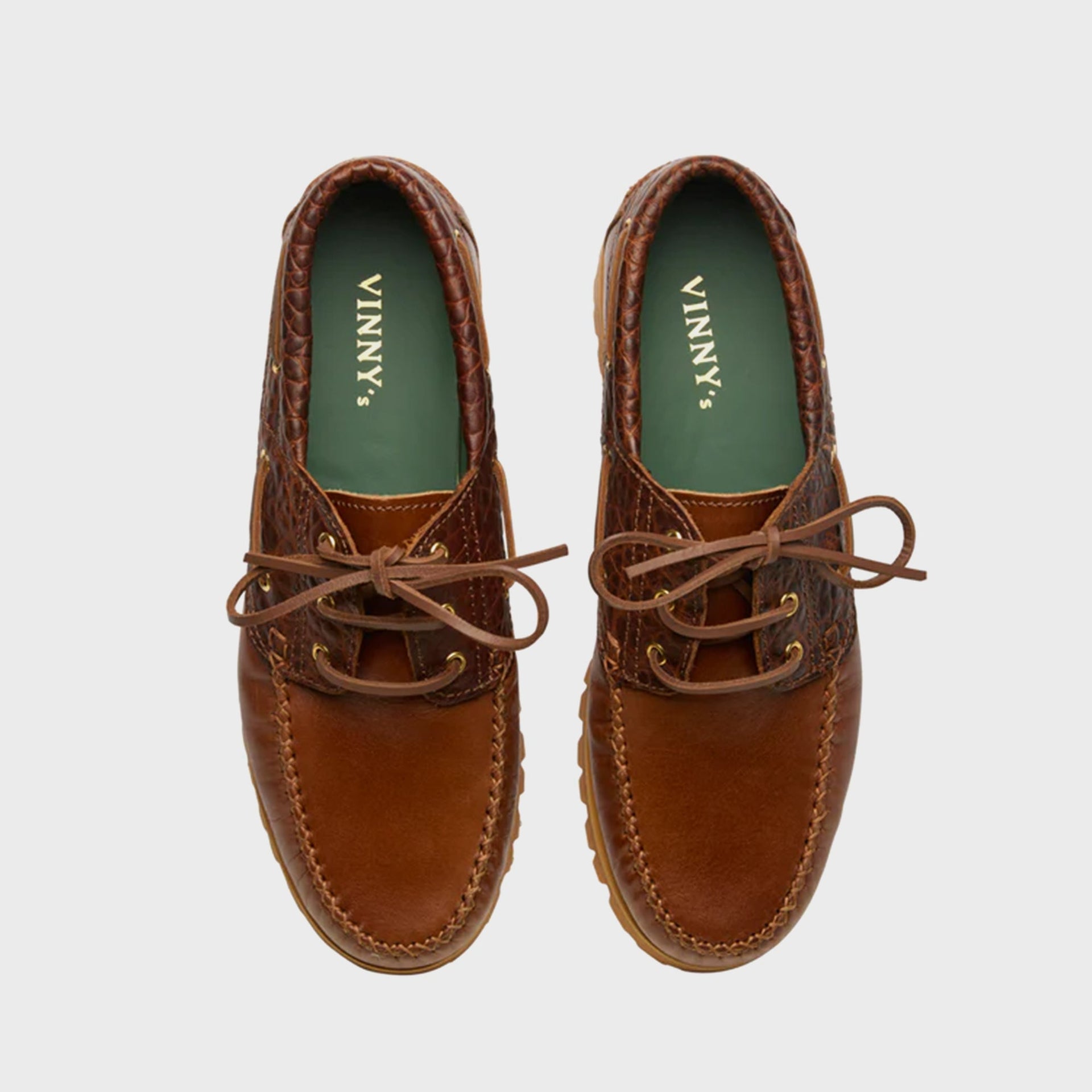 VINNY's Aztec Boat Shoe - Brown Croco