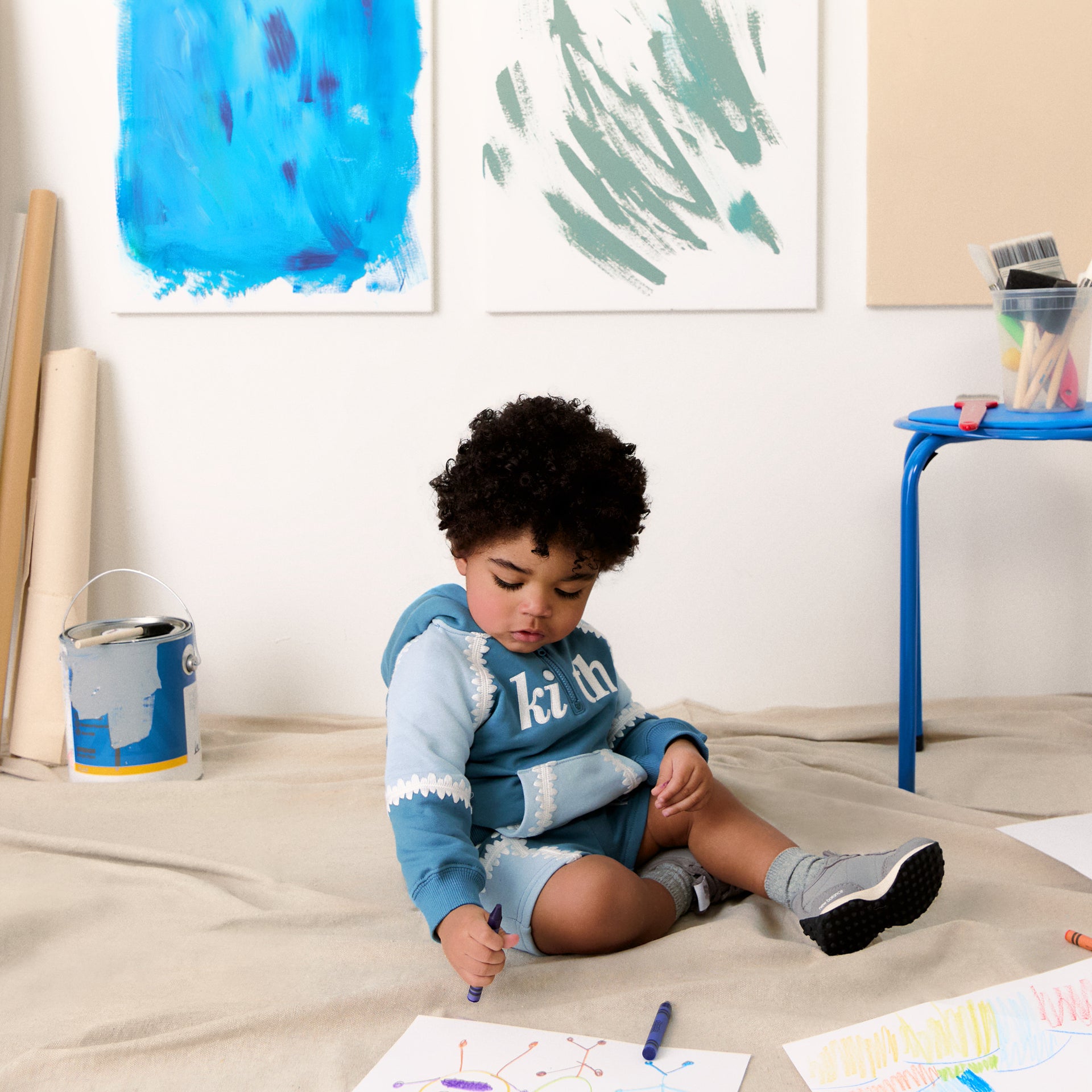 Kith Baby Color-Blocked Vale Nelson Quarter Zip Hoodie - Farrow