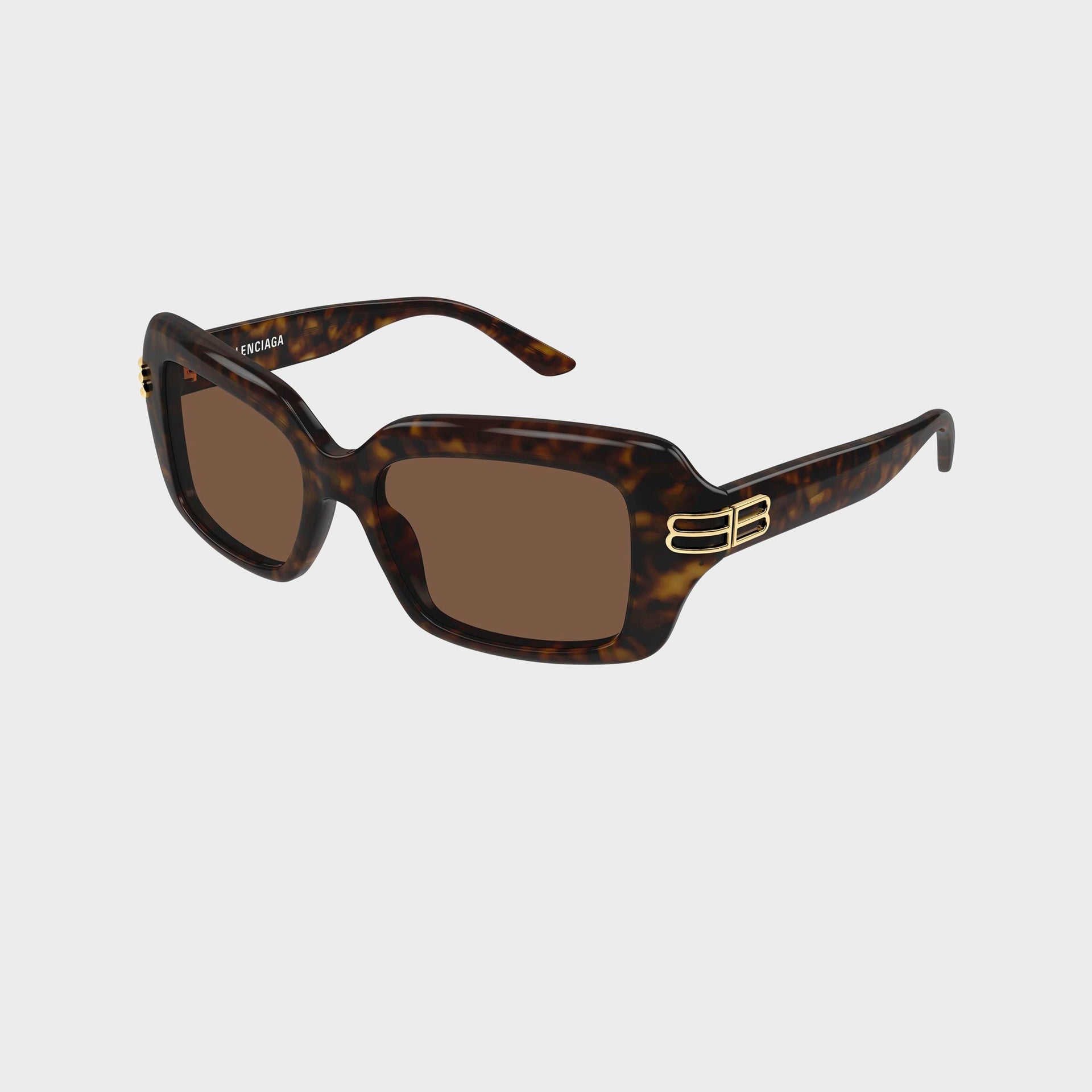 Balenciaga Recycled Acetate Rectangular Sunglasses - Havana / Brown