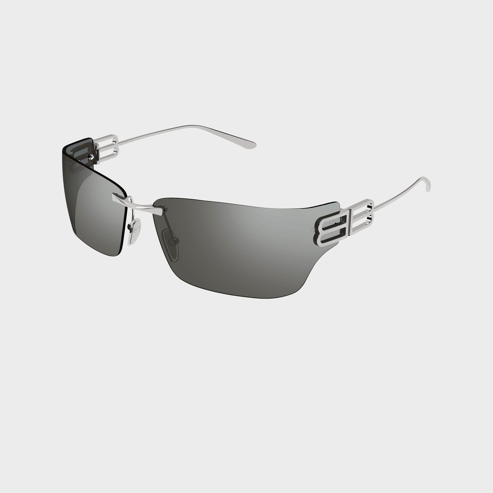 Balenciaga Rectangular Metal Sunglasses - Ruthenium / Silver