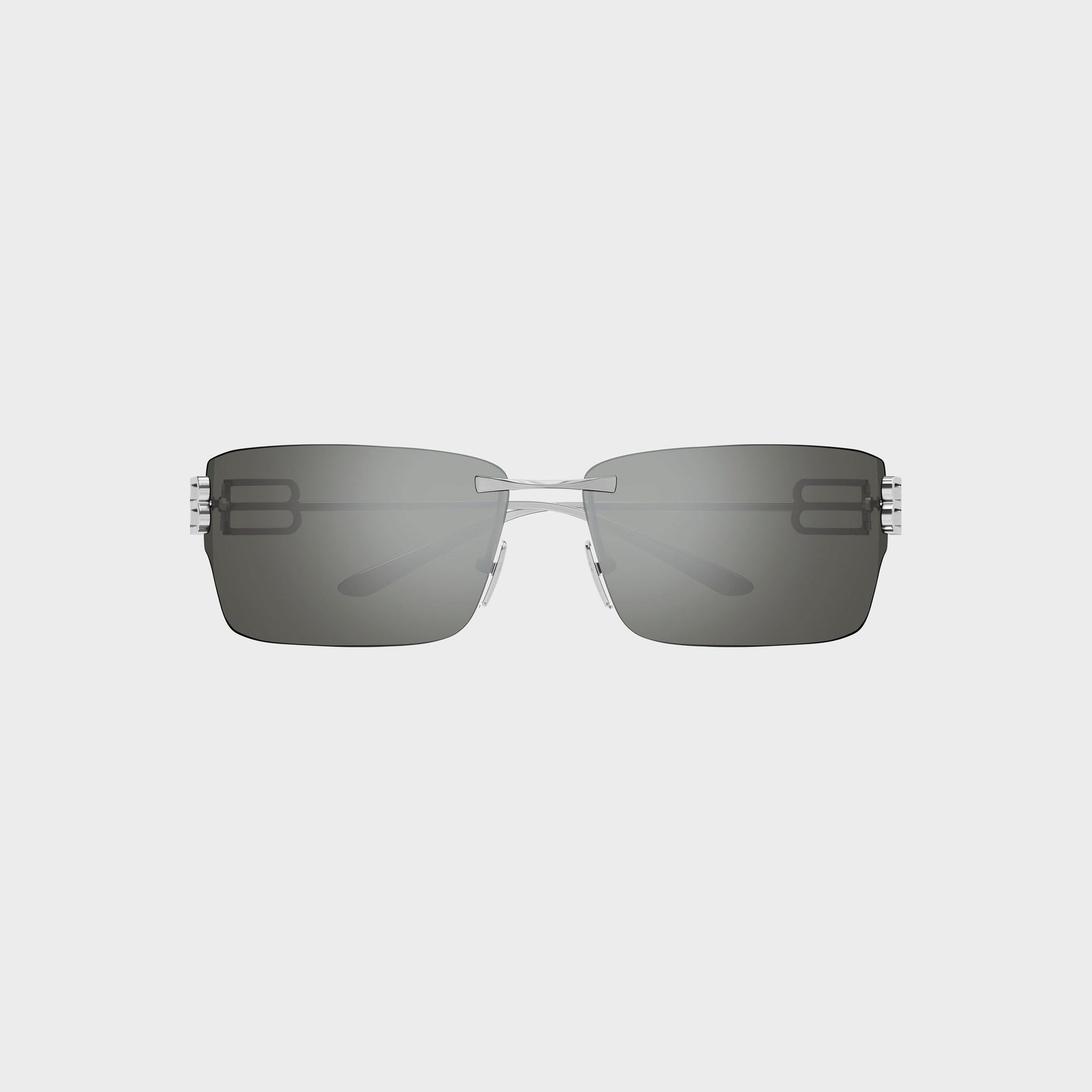 Balenciaga Rectangular Metal Sunglasses - Ruthenium / Silver