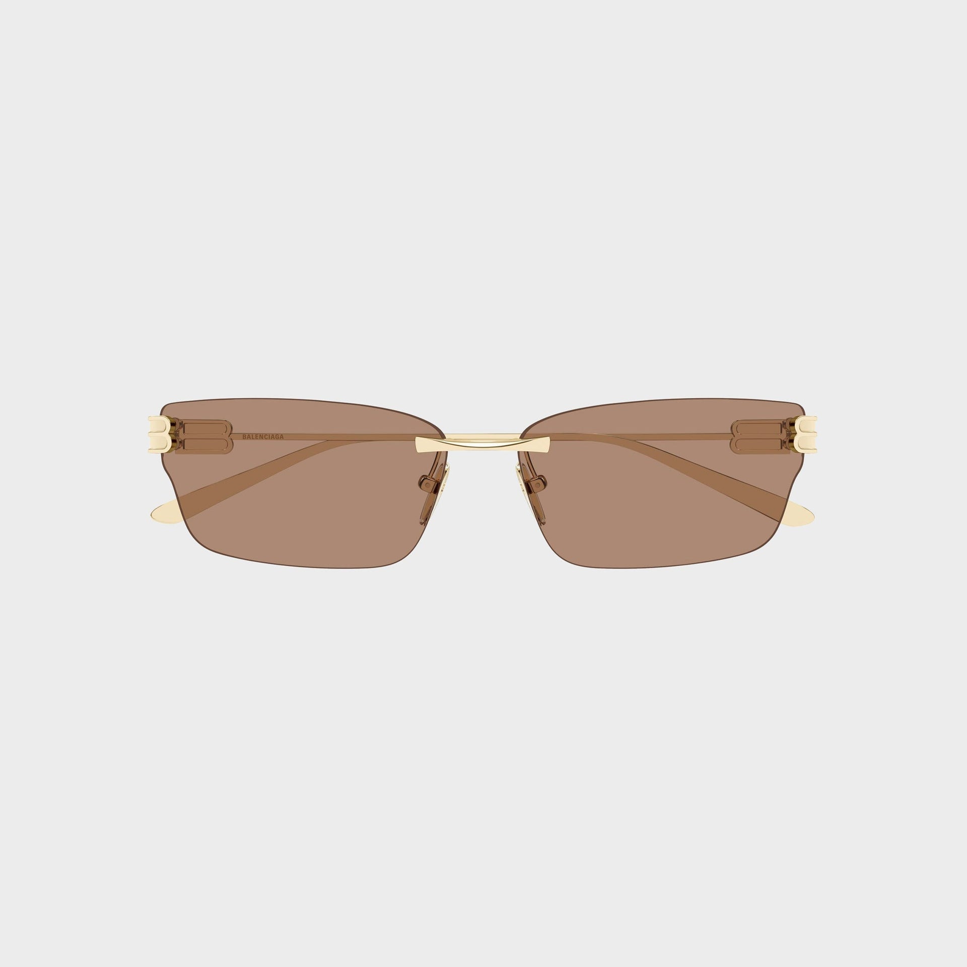 Balenciaga BB0487S Metal Rectangle Sunglasses - Gold / Brown