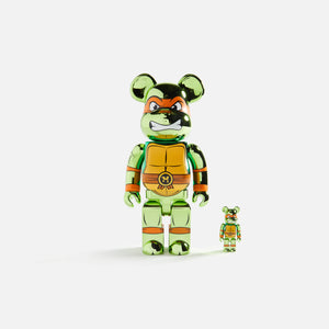 Medicom Toy BE@RBRICK Michelangelo Chrome Ver 100% & 400%