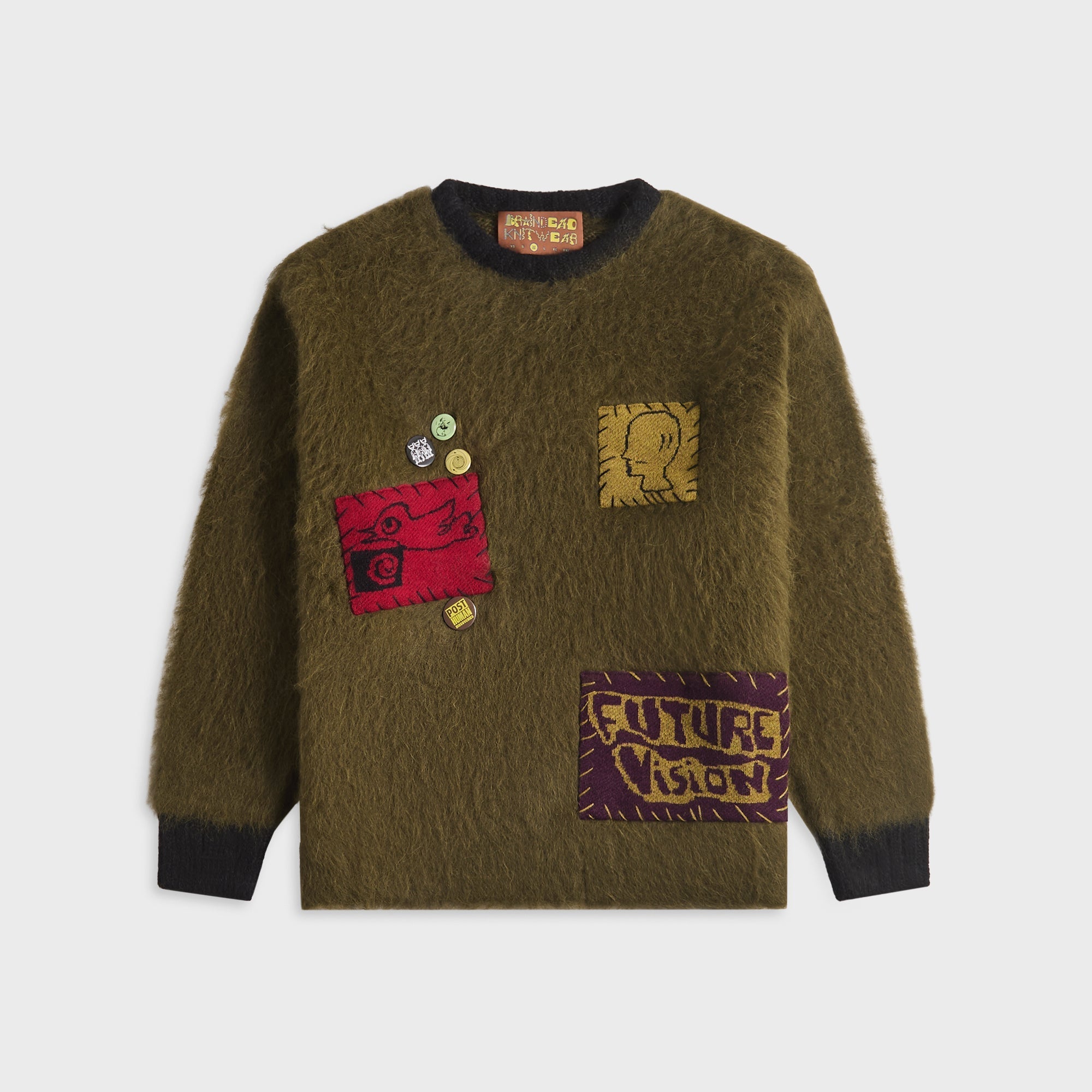 Brain Dead Future Vision Boxy Knit Sweater - Olive – Kith