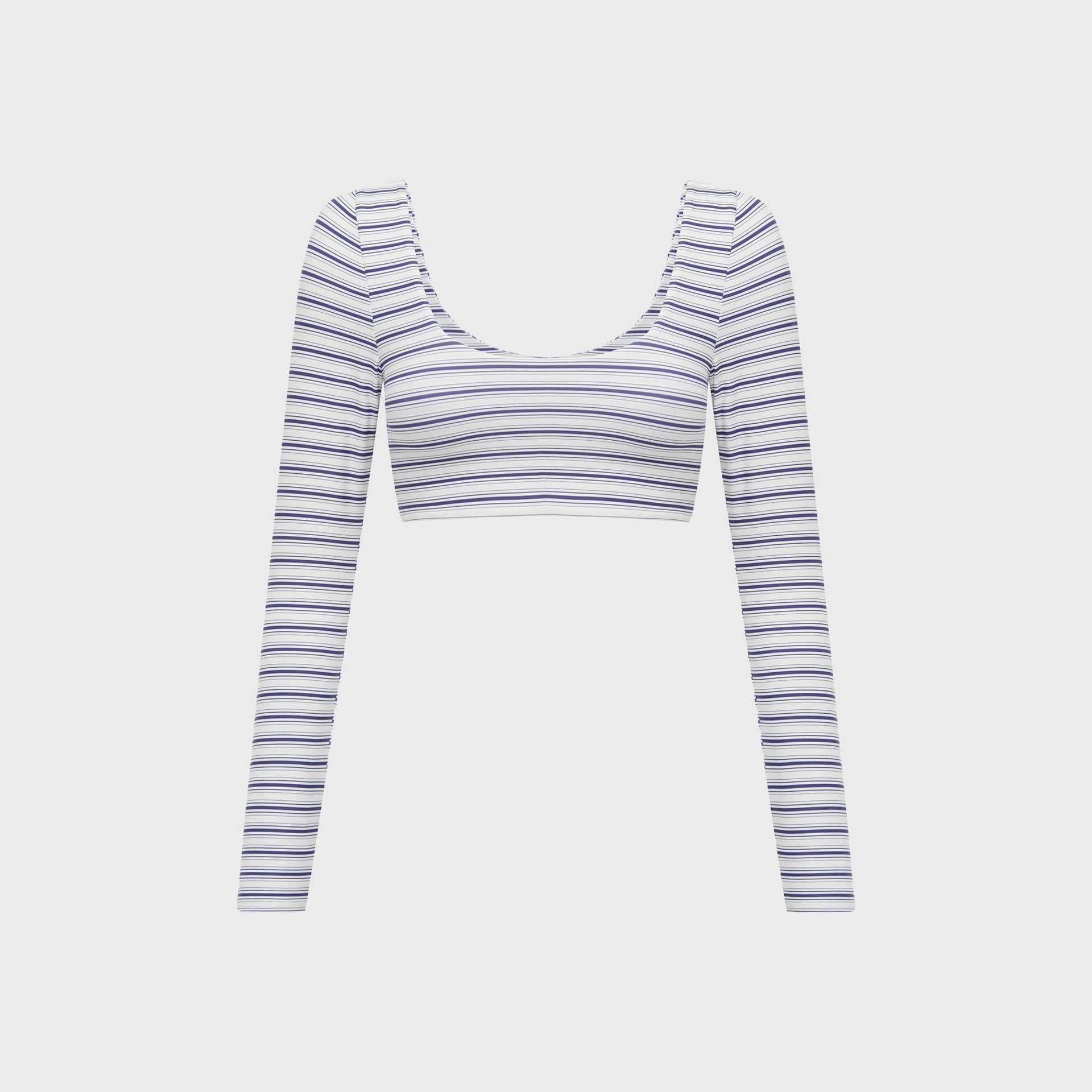 Bond Eye Halle Long Sleeve Crop Top - Indigo / Riviera Stripe