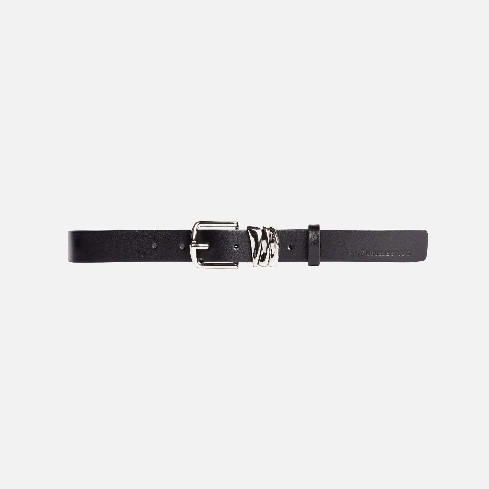 Black Suede Studio Boyfriend Belt - Black / Silver Hardware