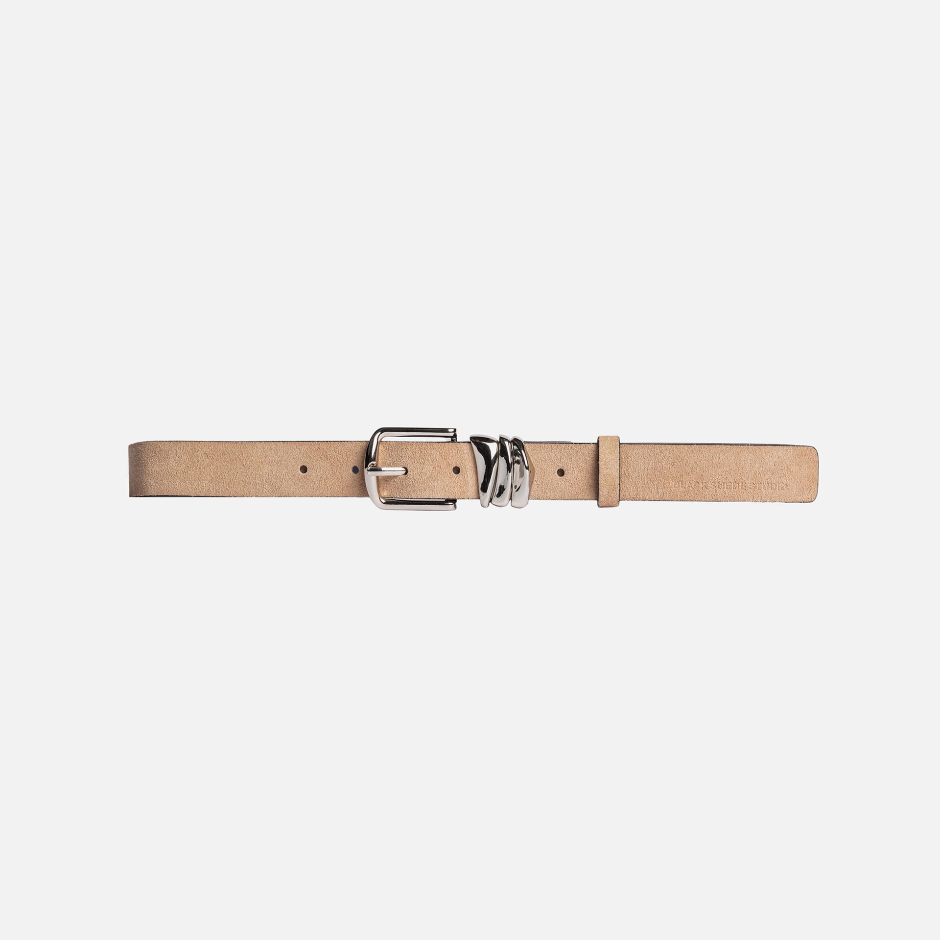 Black Suede Studio Boyfriend Belt - Sand Suede / Silver Hardware