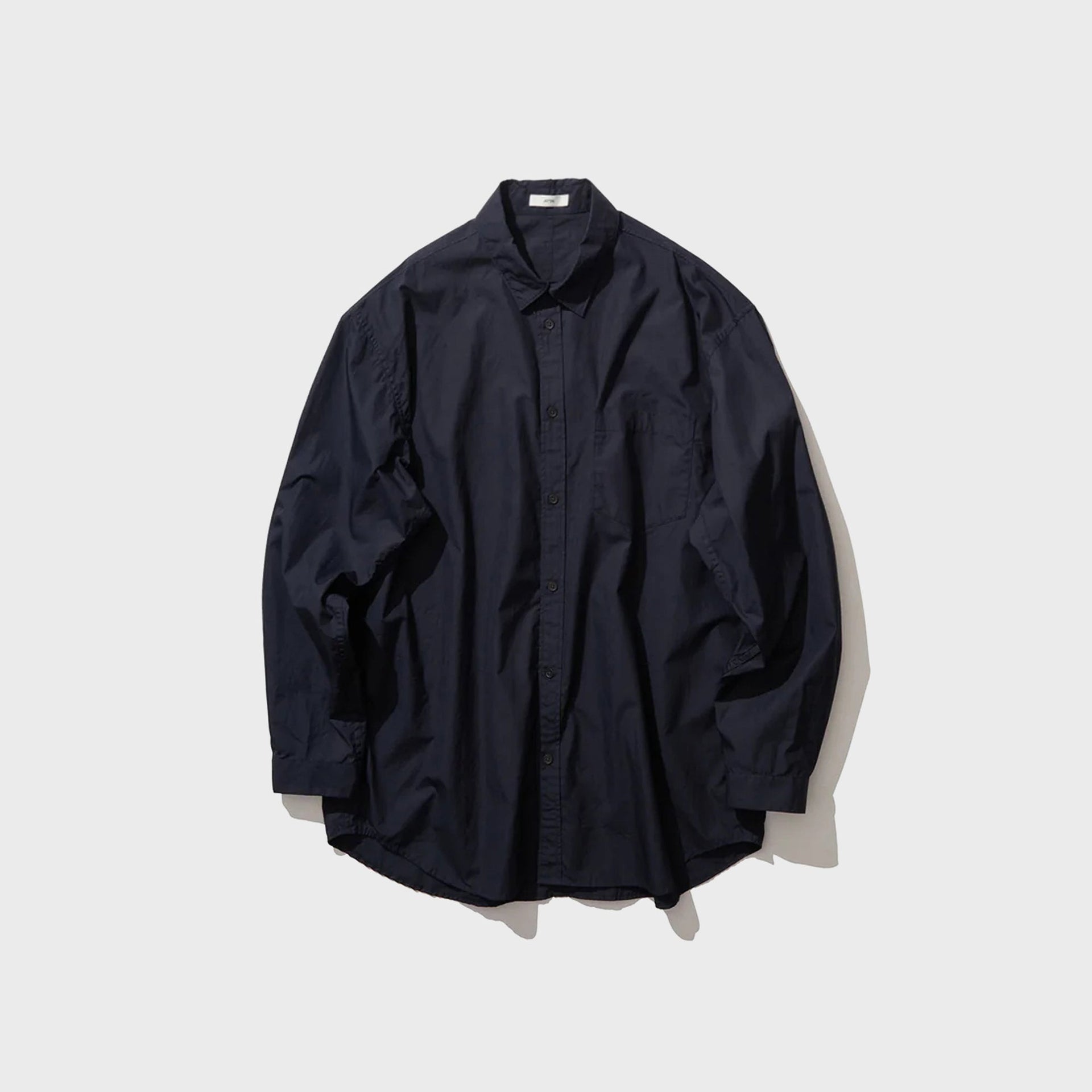 ATON Suvin Broad Washed Shirt - Navy