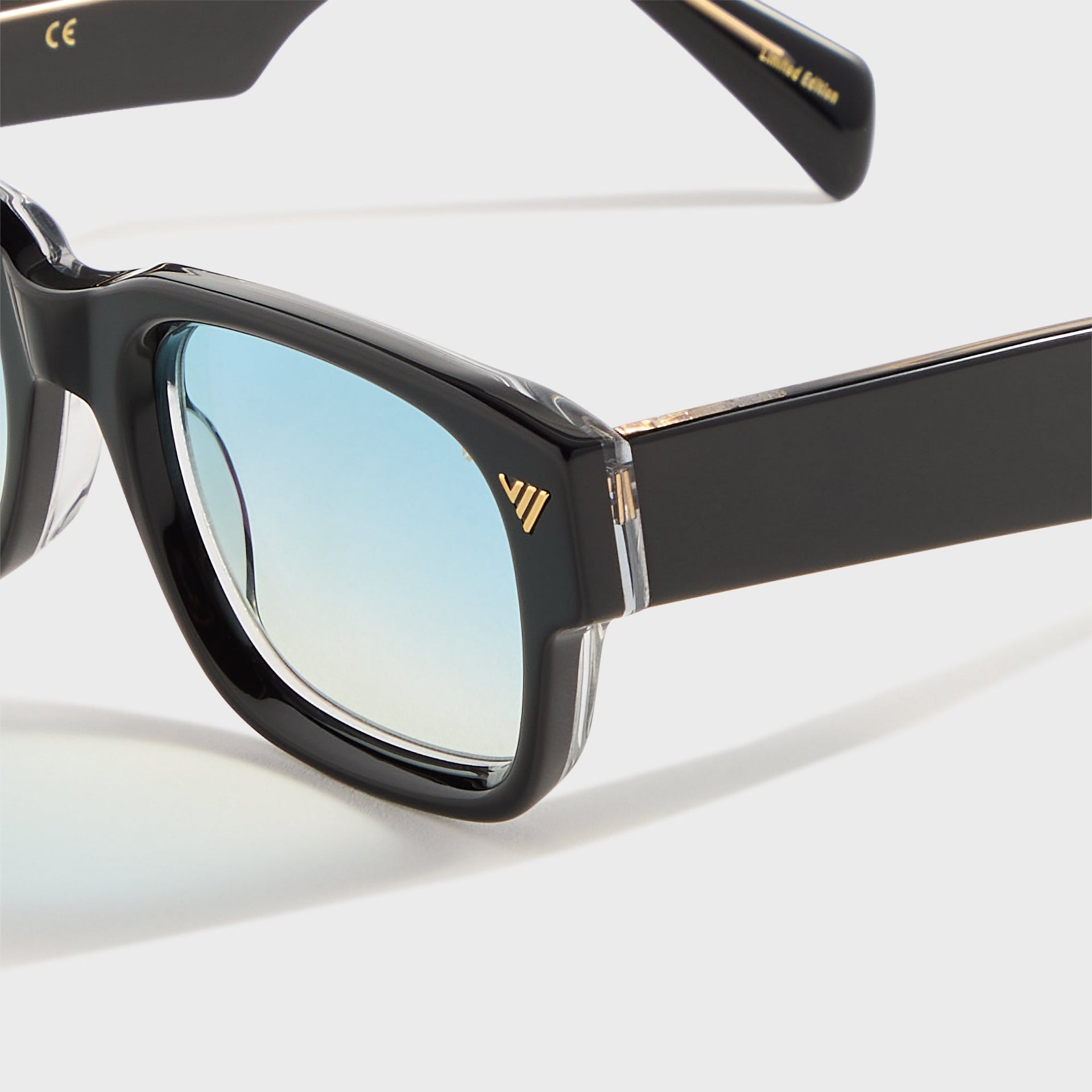 Vintage Frames Bowie Black and Clear Acetate in Glossy Black / Blue
