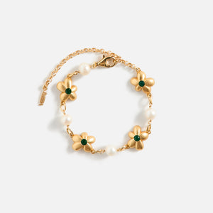 VEERT The Green Pearl Flower Bracelet - Yellow Gold