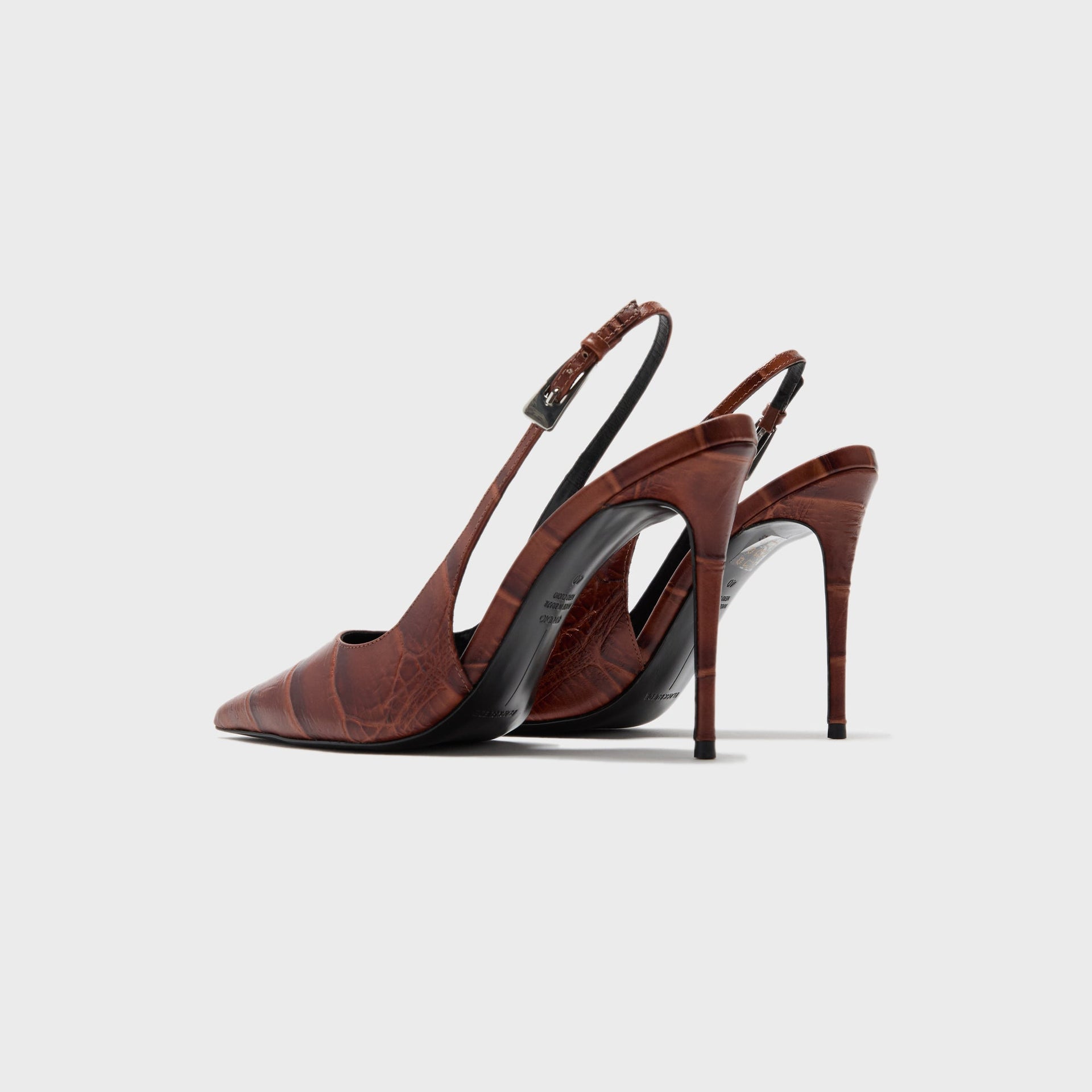 Black Suede Studio Branca 100 Croc Leather - Cappucino