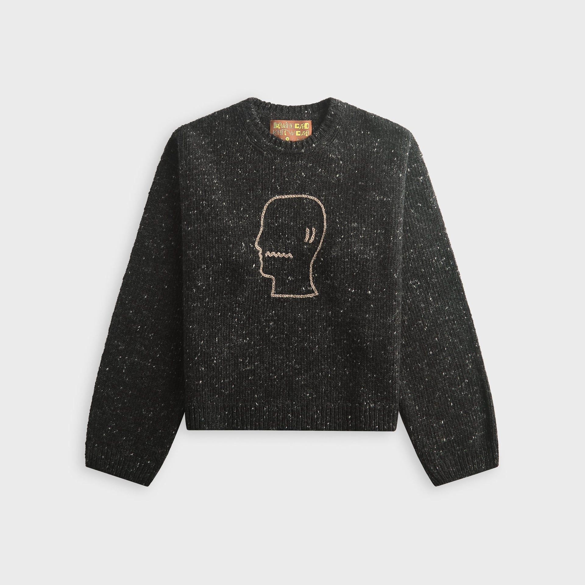 Brain Dead Logohead Alpaca Crewneck Sweater - Charcoal