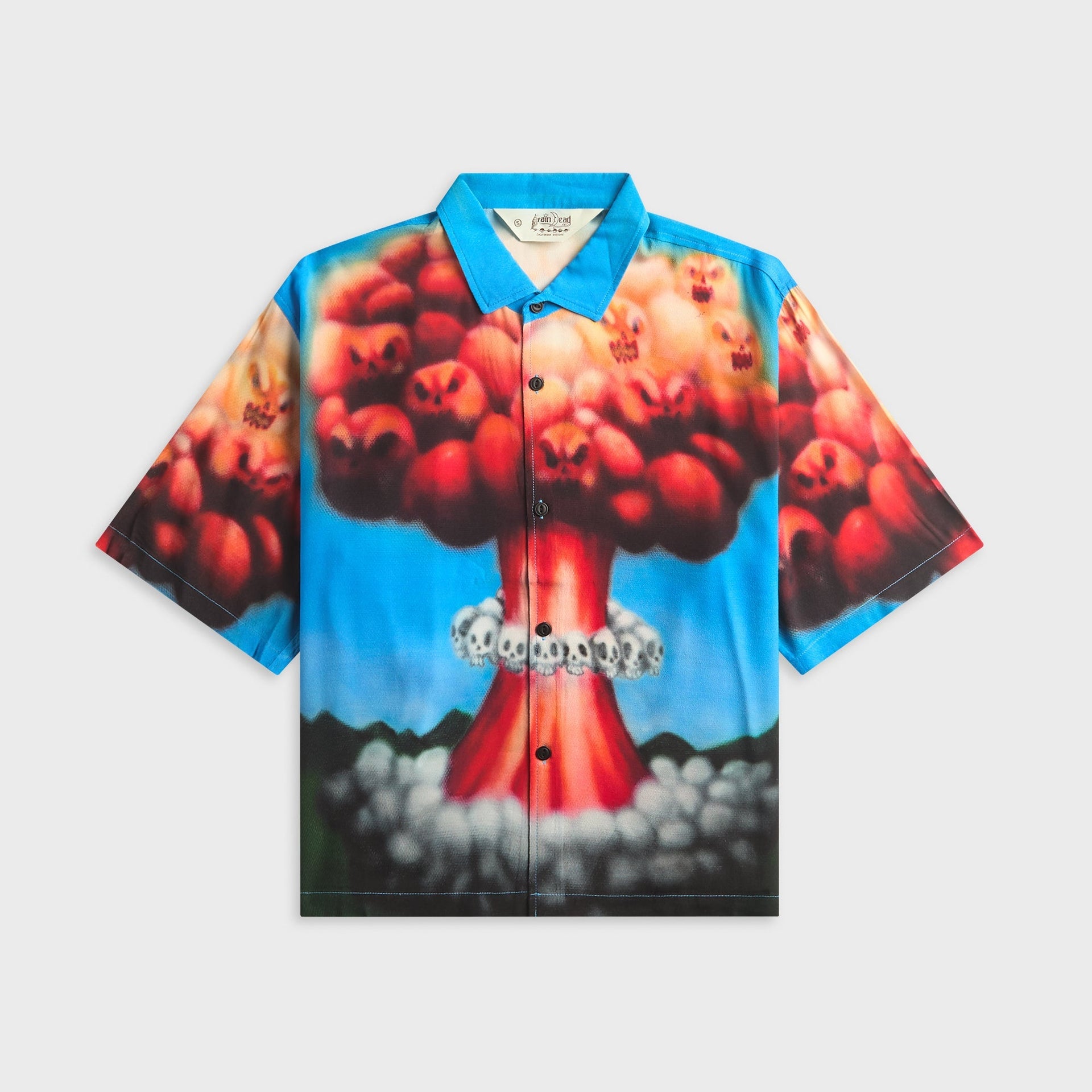 Brain Dead Explosion Short Sleeve Button Down Shirt - Blue / Multi