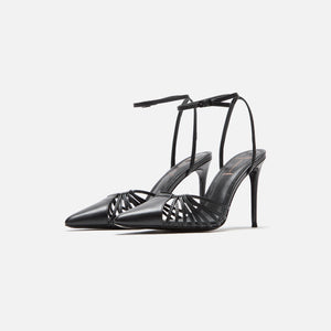 Black Suede Studio Grazia 100 Kitten Pumps - Black Buffed Nappa