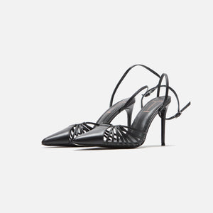 Black Suede Studio Grazia 100 Kitten Pumps - Black Buffed Nappa