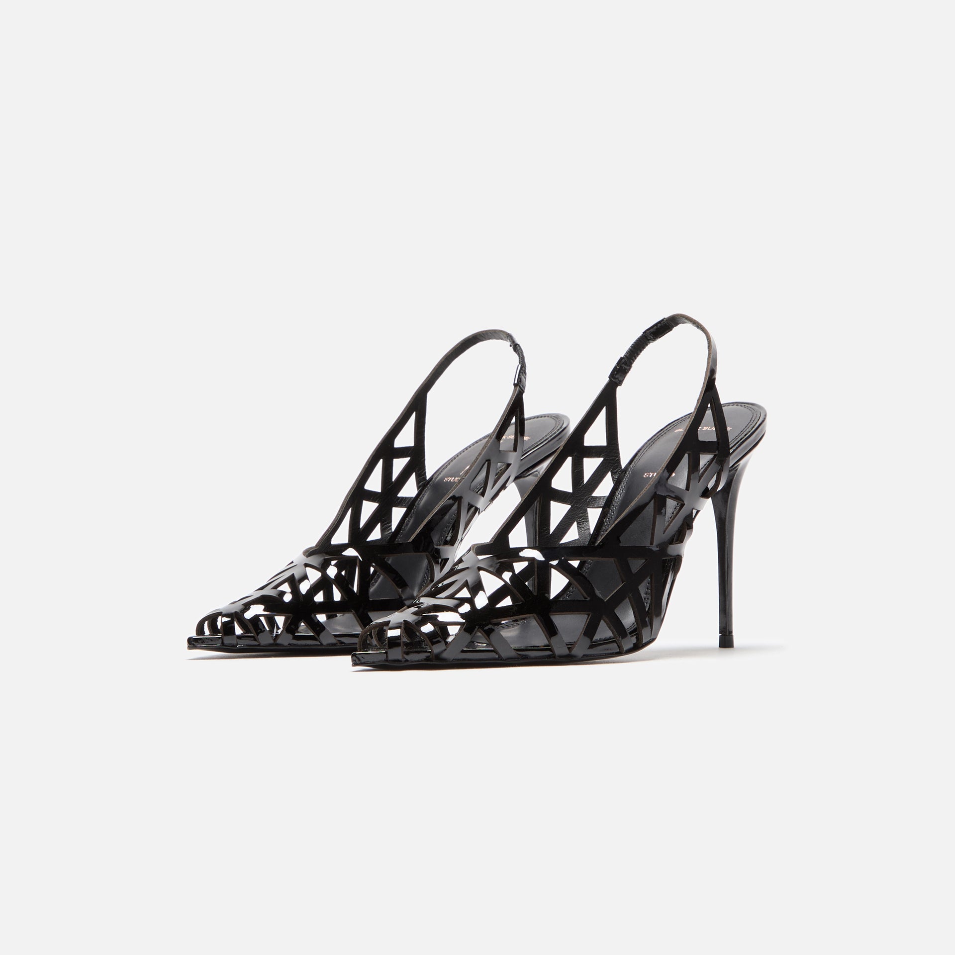 Black Suede Studio Idie 100 Slingback - Black Patent