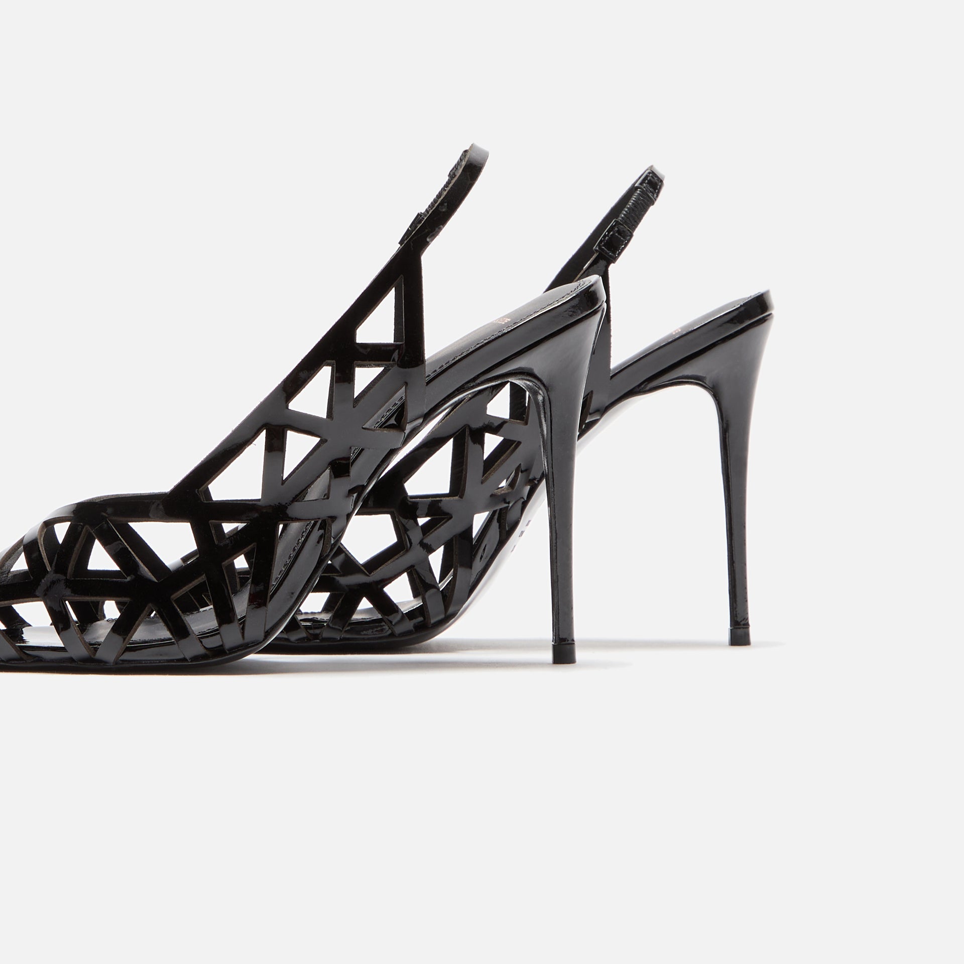 Black Suede Studio Idie 100 Slingback - Black Patent