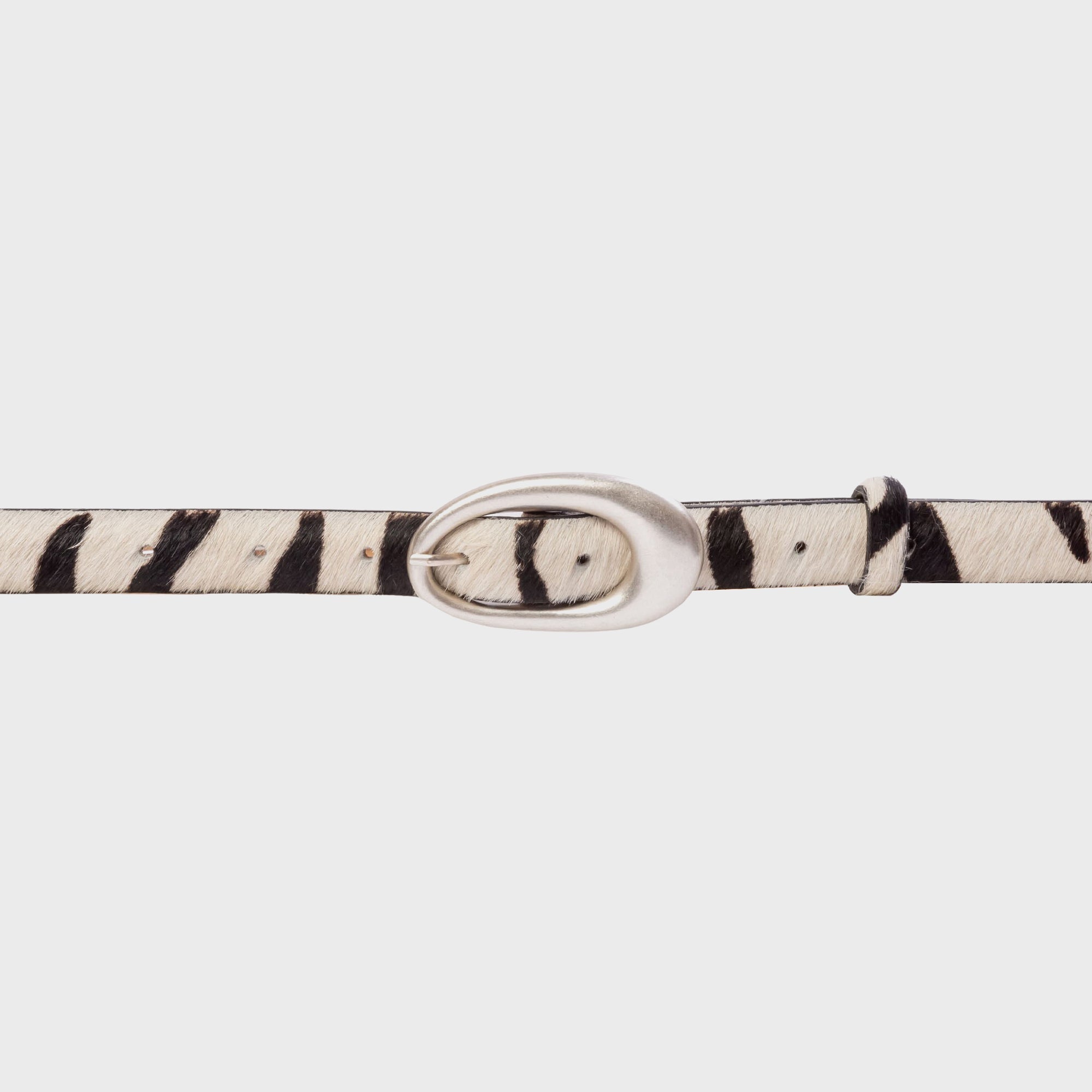 Black Suede Studio Oval Belt - Zebra Pony Hair / Silver Buckle – Kith