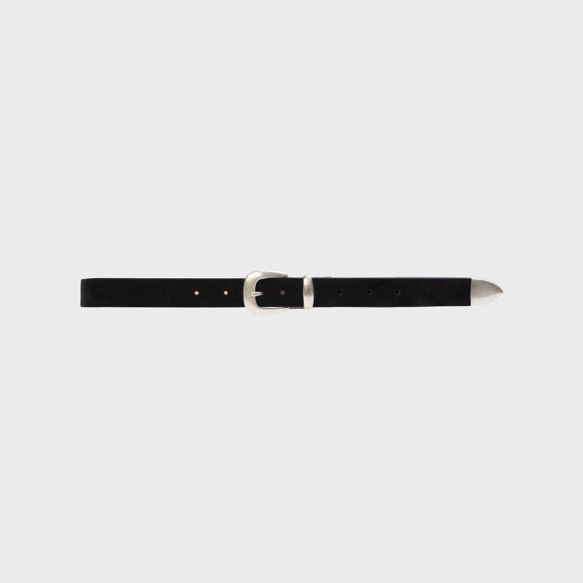 Black Suede Studio Tetra Belt - Black Suede / Antique Silver