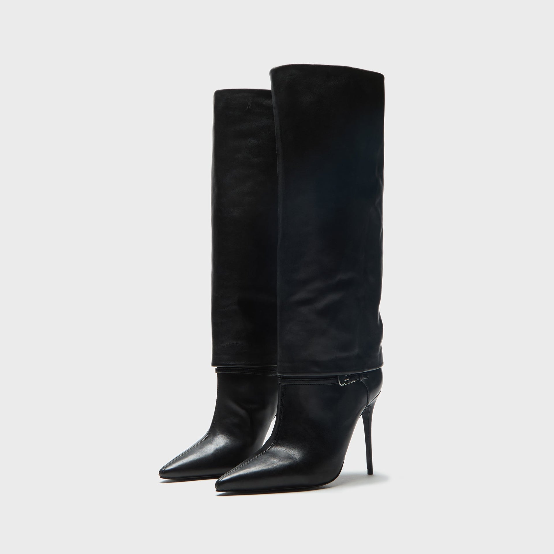 Black Suede Studio Simon Boots 100mm - Black Leather