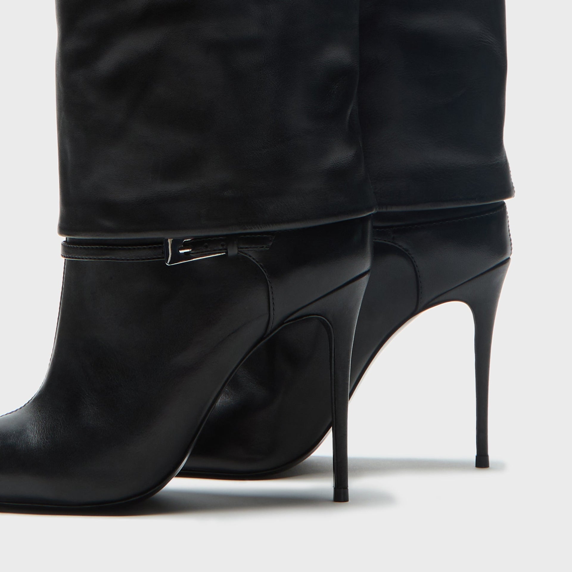 Black Suede Studio Simon Boots 100mm - Black Leather