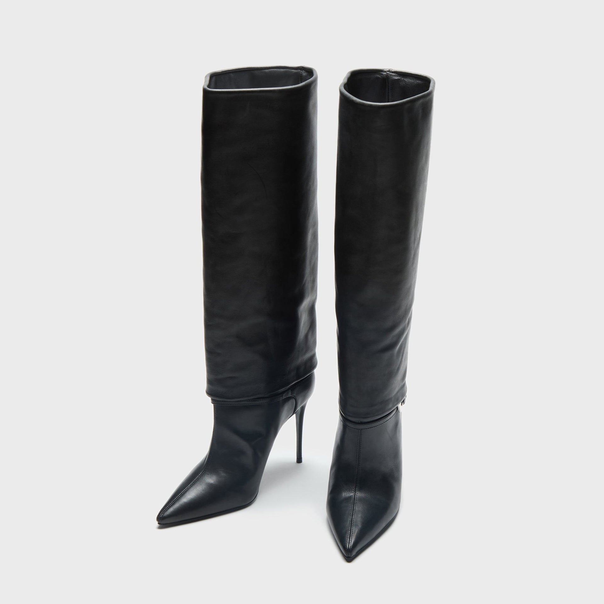 Black Suede Studio Simon Boots 100mm - Black Leather