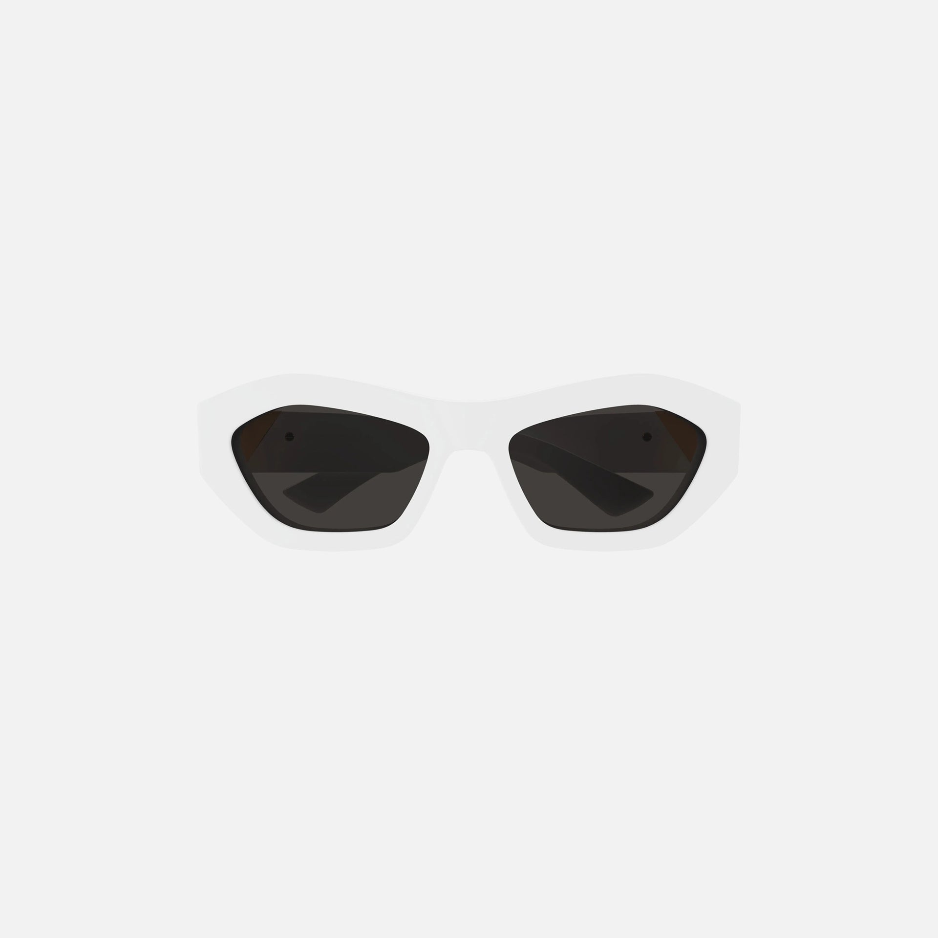 Bottega Veneta Acetate Square Frame with Gold Triangle Hinge - White with Grey Lens