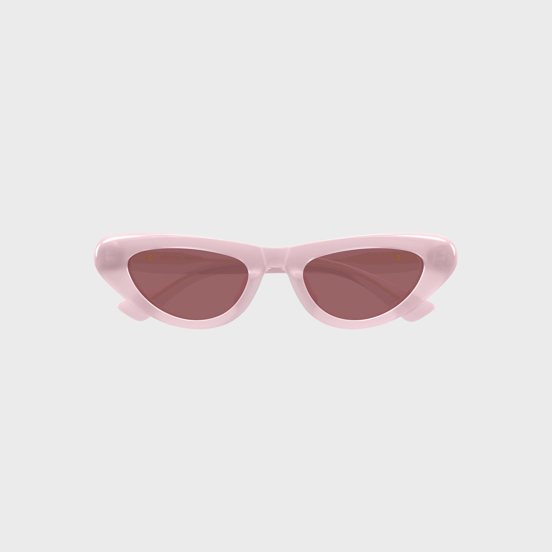 Bottega Veneta Bombe cat-eye sunglasses, pink acetate frame with red lenses, front view