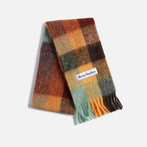 Acne Studios Vally Scarf - Chestnut Brown / Yellow / Green