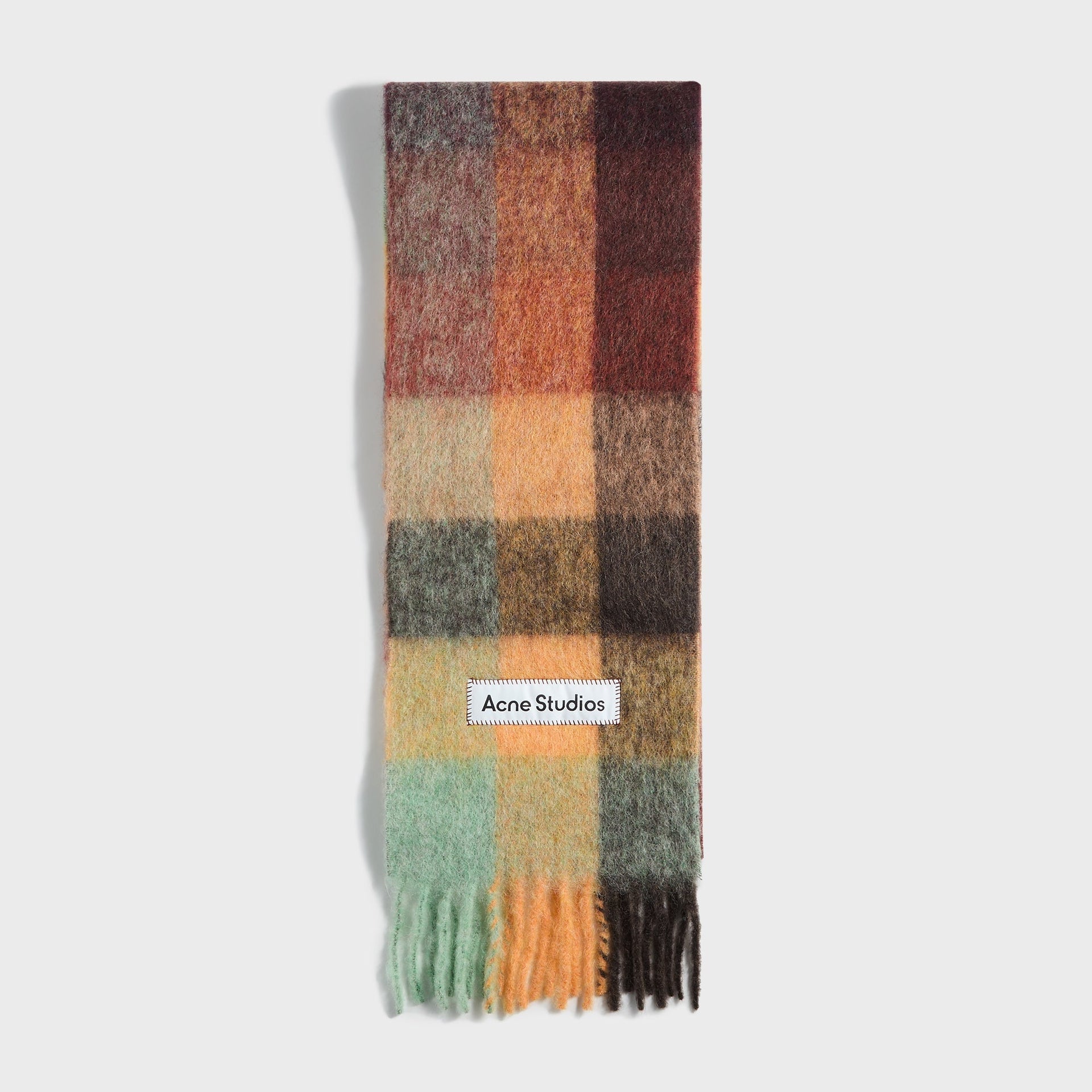 Acne Studios Vally Scarf in Taupe / Chestnut Brown / Yellow Green