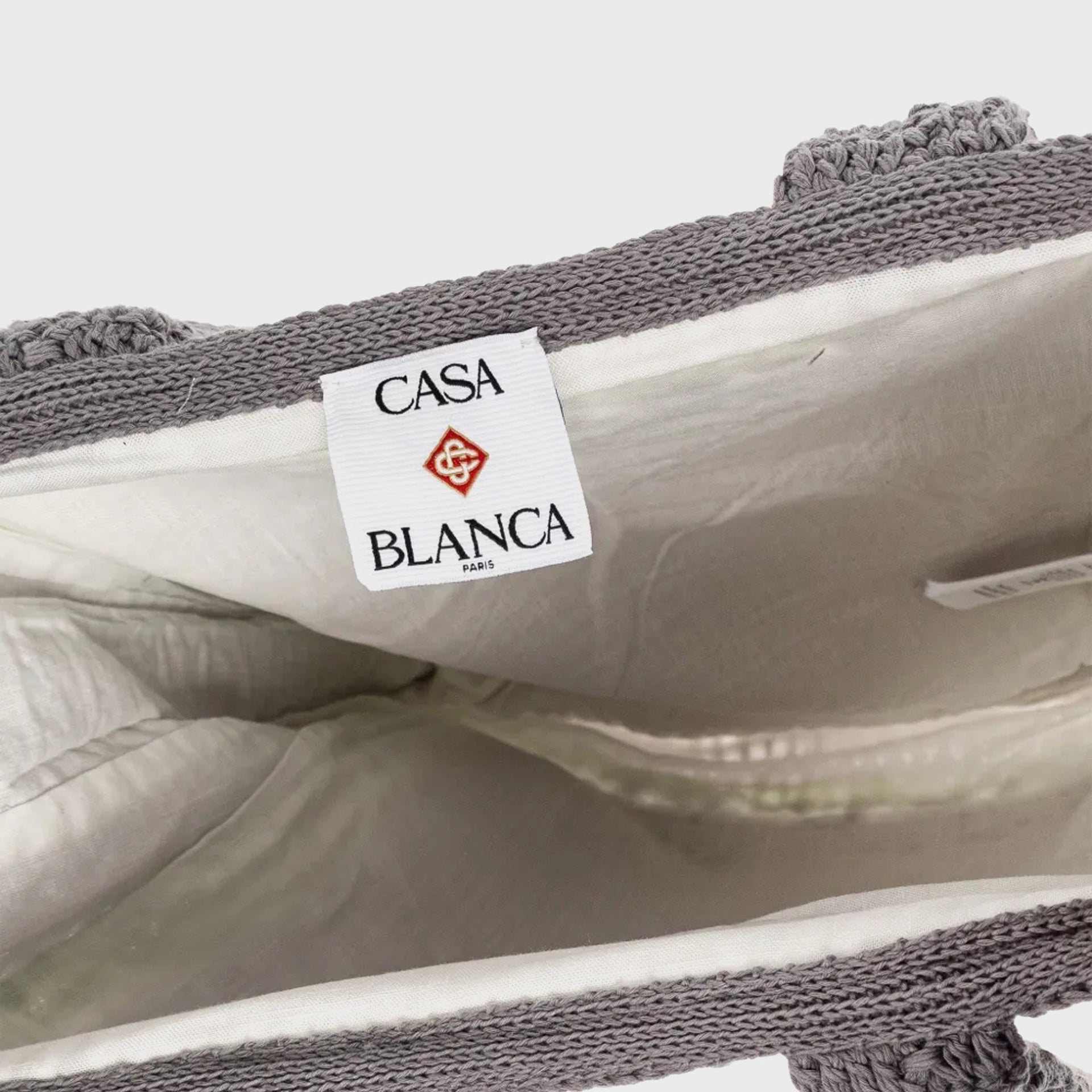 Casablanca Stripe Crochet Bag - Grey