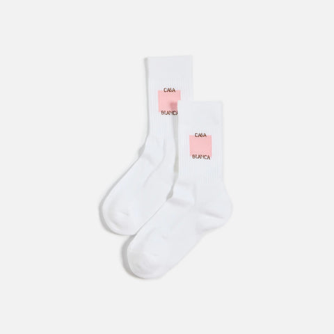 Casablanca Ribbed Sport Sock with Casa Logo - Pale Pink