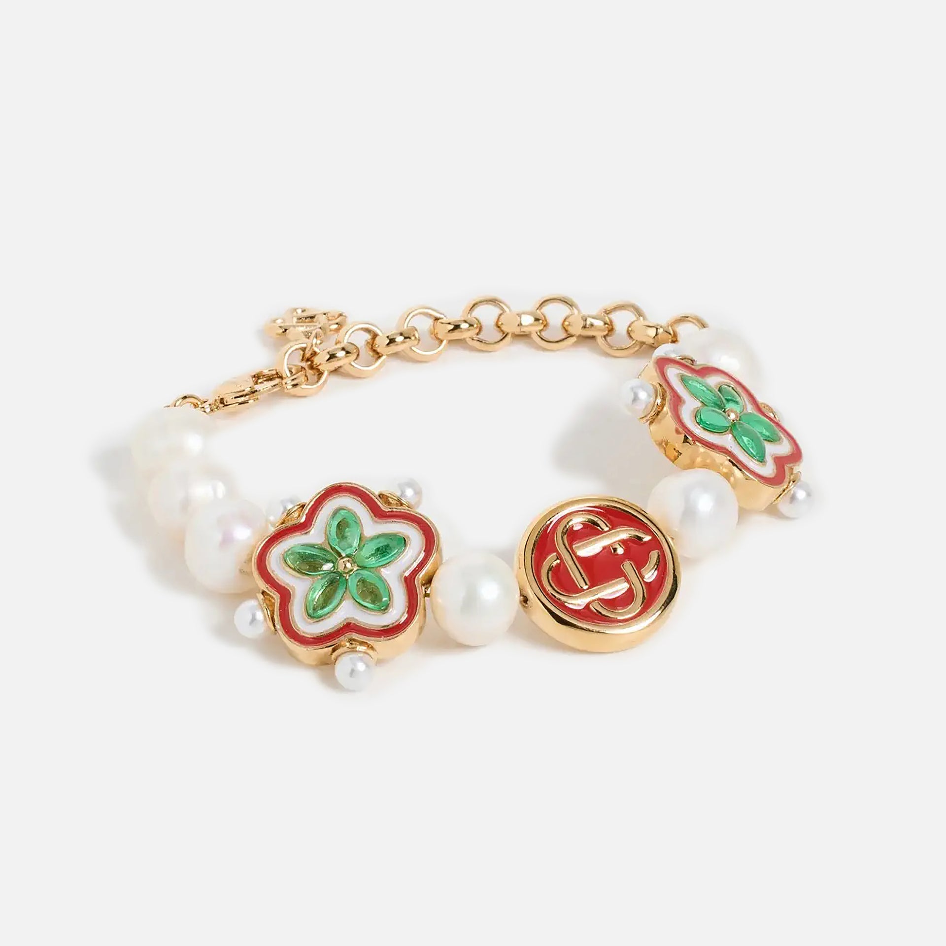 Casablanca Gradient Flower Bracelet - Pearl / Multi Gold