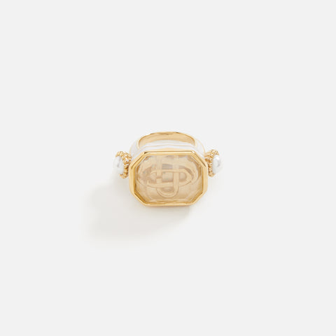 Casablanca Pearl & Stone Gradient Ring - White / Gold