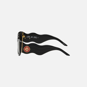Casablanca Acetate & Metal Oval Wave Sunglasses - Black