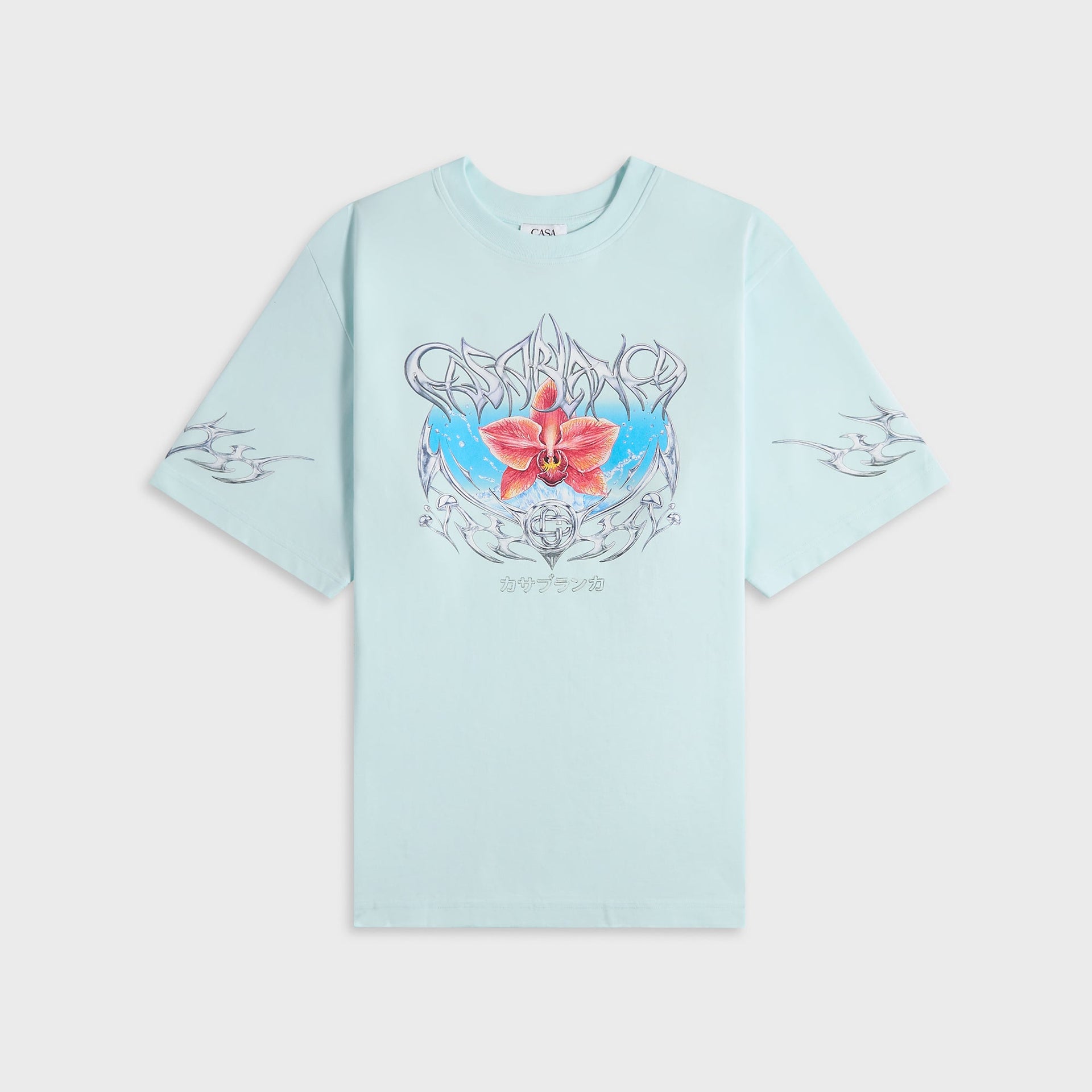 Casablanca Blades Printed Oversized Tee - Pale Blue
