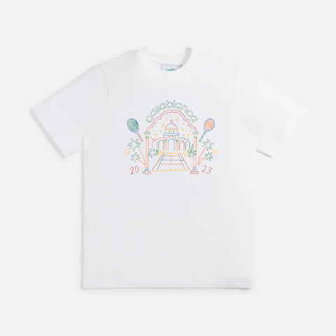 Casablanca Rainbow Crayon Temple Screen Printed Tee - White