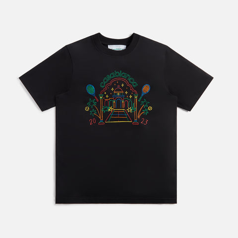 Casablanca Rainbow Crayon Temple Screen Printed Tee - Black