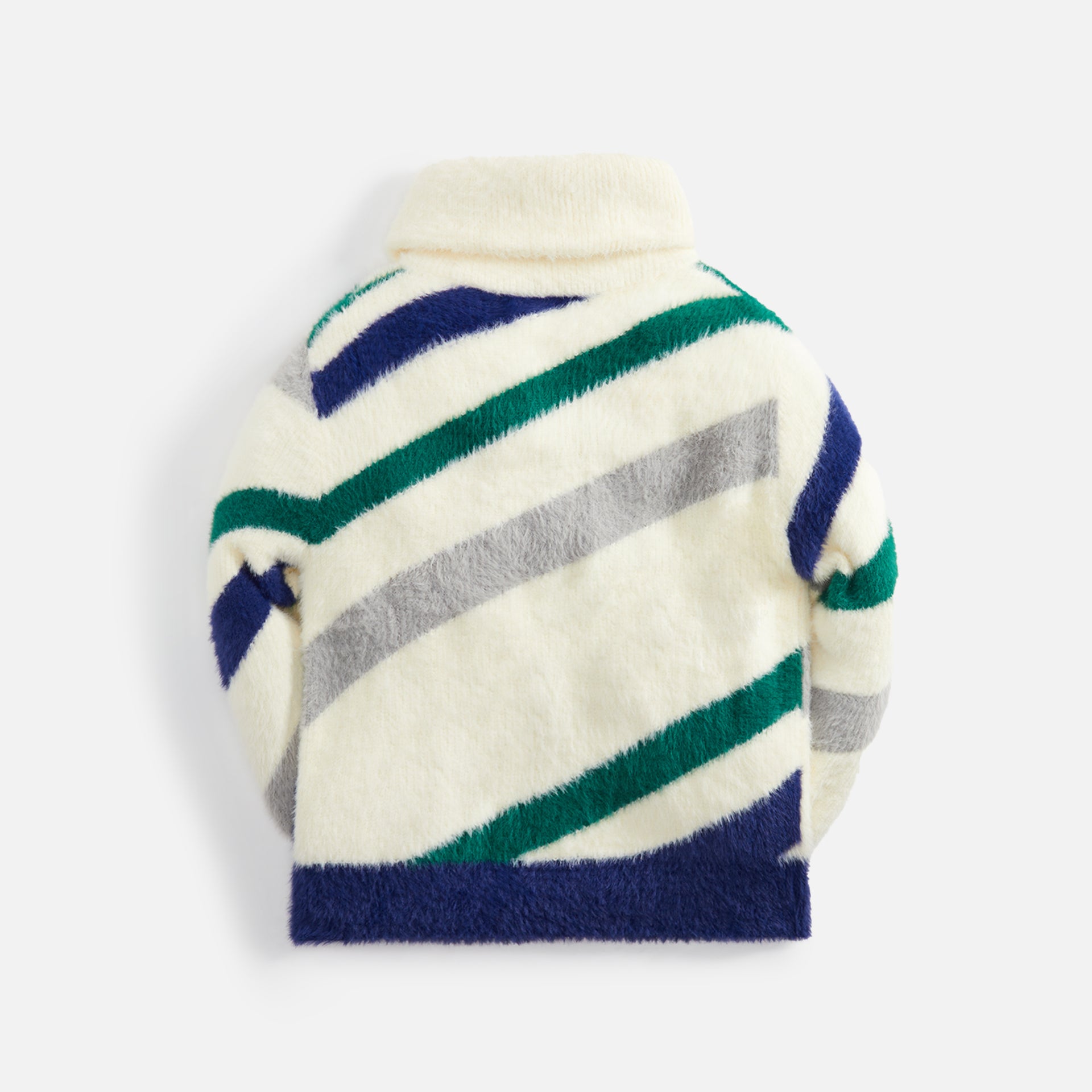 Casablanca Furry Striped Zip Up Jumper - White