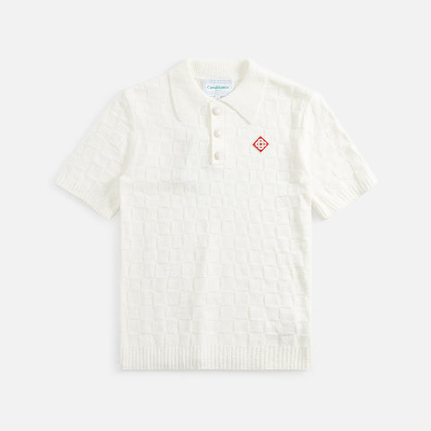 Casablanca Checked Yoke Boucle Polo - White