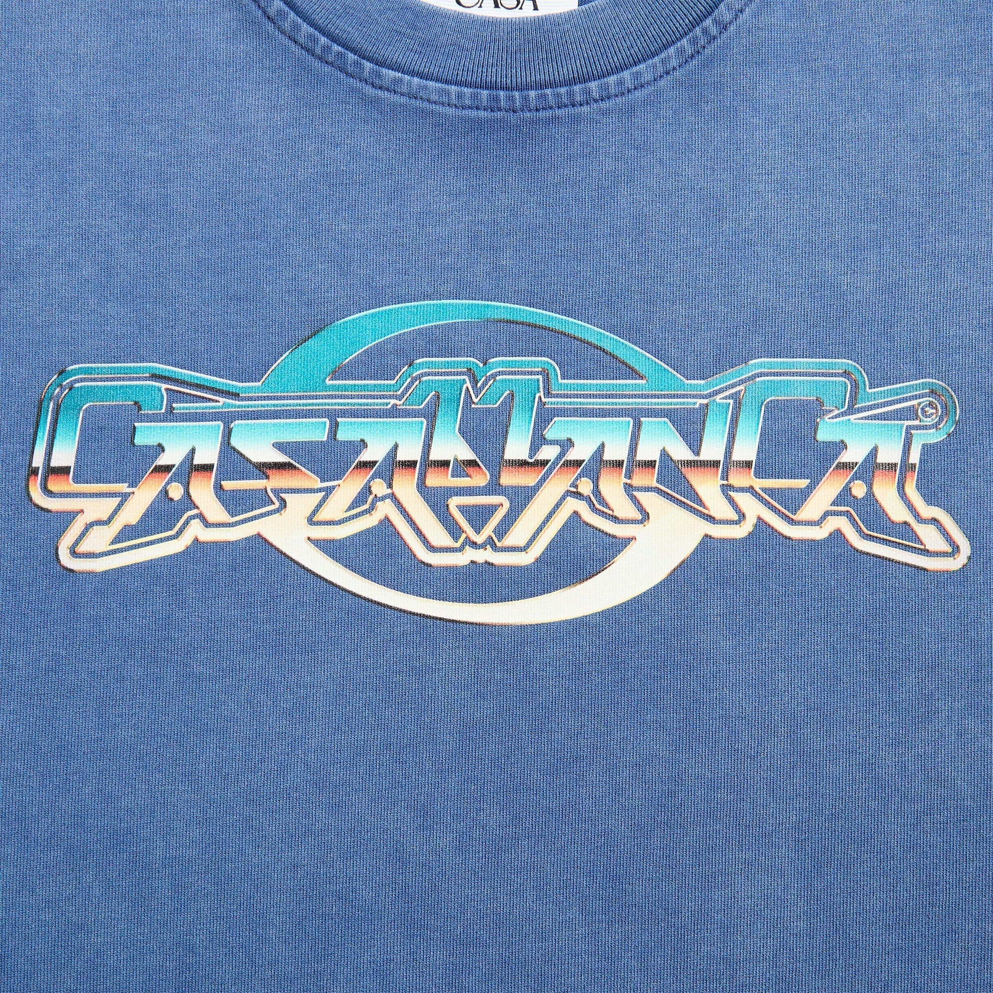 Casablanca Chrome Text Printed Oversized Tee - Navy – Kith