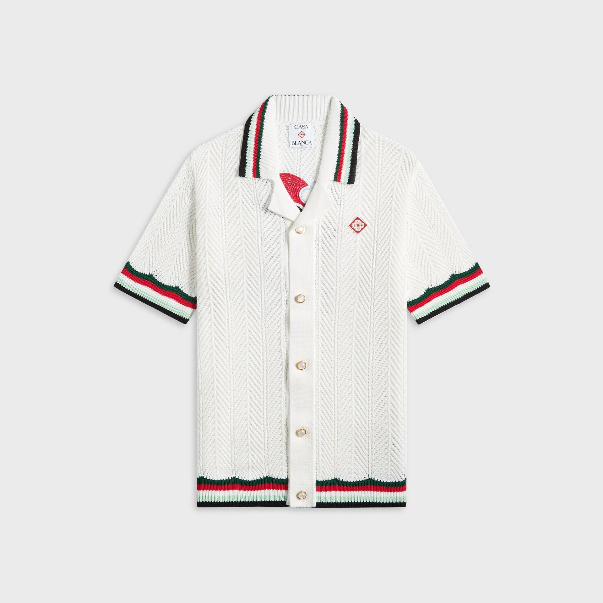 Casablanca Cotton Montagne Ondulee Crochet Shirt in Off White