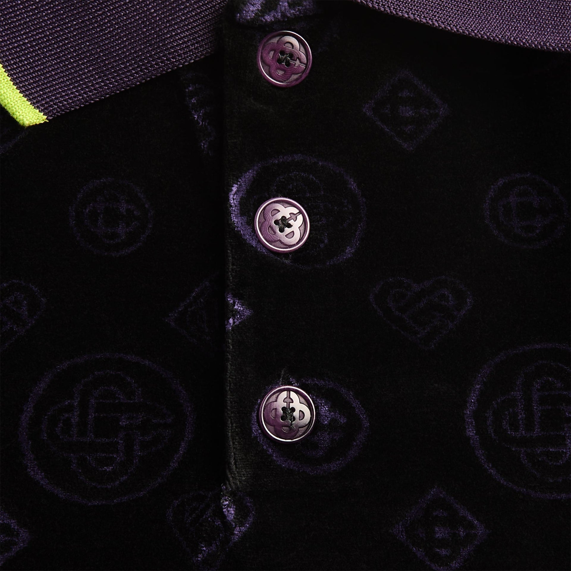 Casablanca Monogram Velour Polo Shirt - Purple